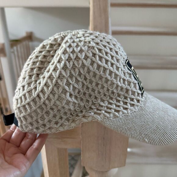 Reale Knit Embroidered Baseball Hat in Creamy Tan NWOT main image 5